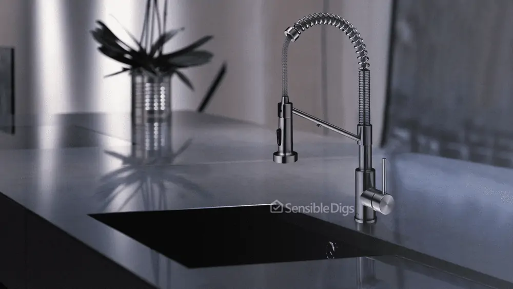 Photo of the Kraus KFF-1610SFS Pull Down Faucet Commercial Style