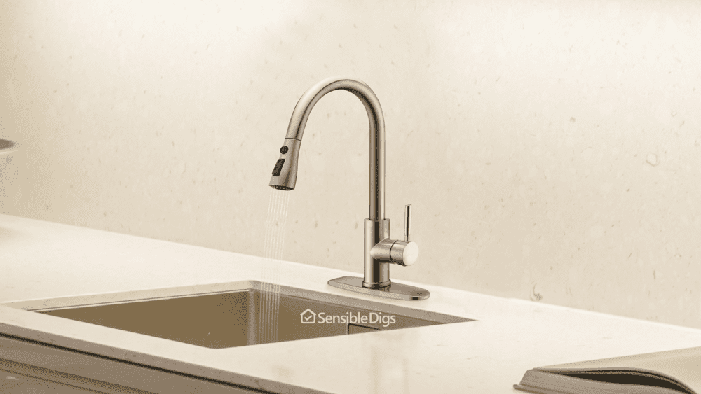 Photo of the WEWE Single Handle High Arc Pull-Down Faucet