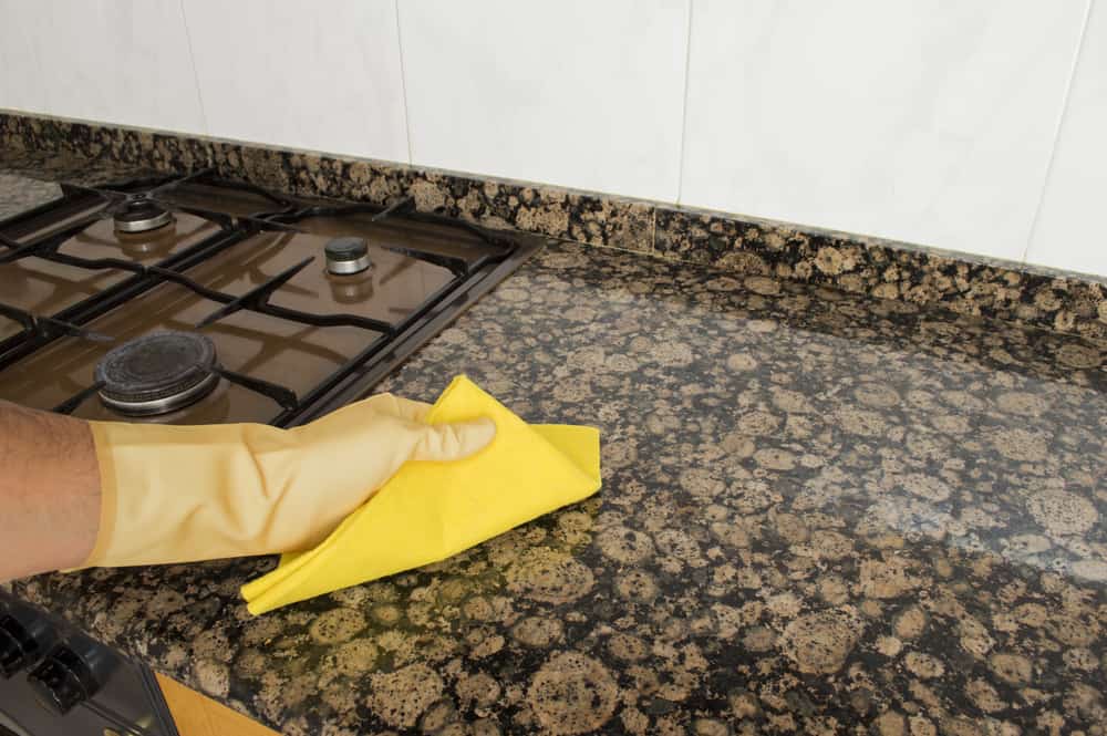 removing hard water stains from granite kitchen countertop