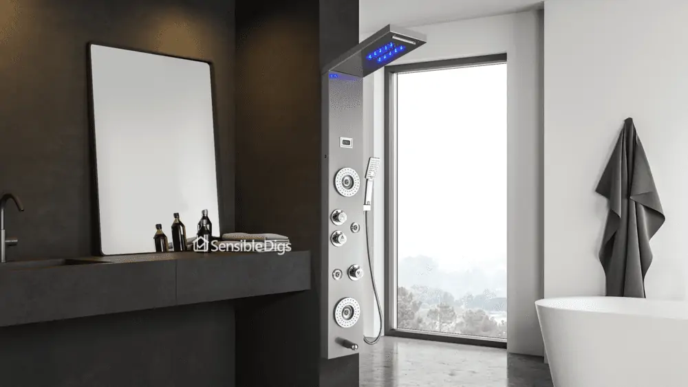 Photo of the Ello & Allo Stainless Steel Shower Panel Tower