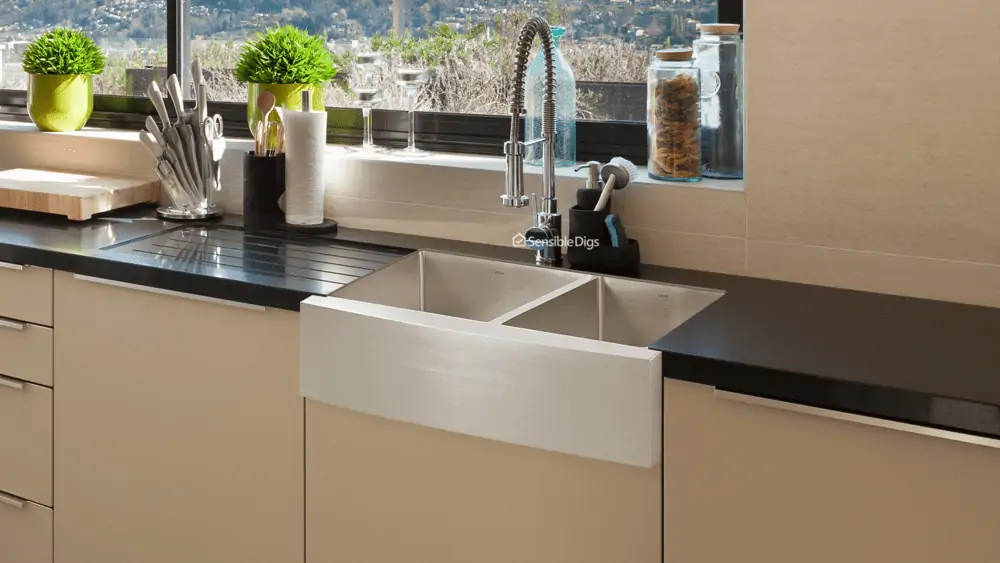 Photo of the Zuhne Turin 33-Inch Double Bowl Farmhouse Sink