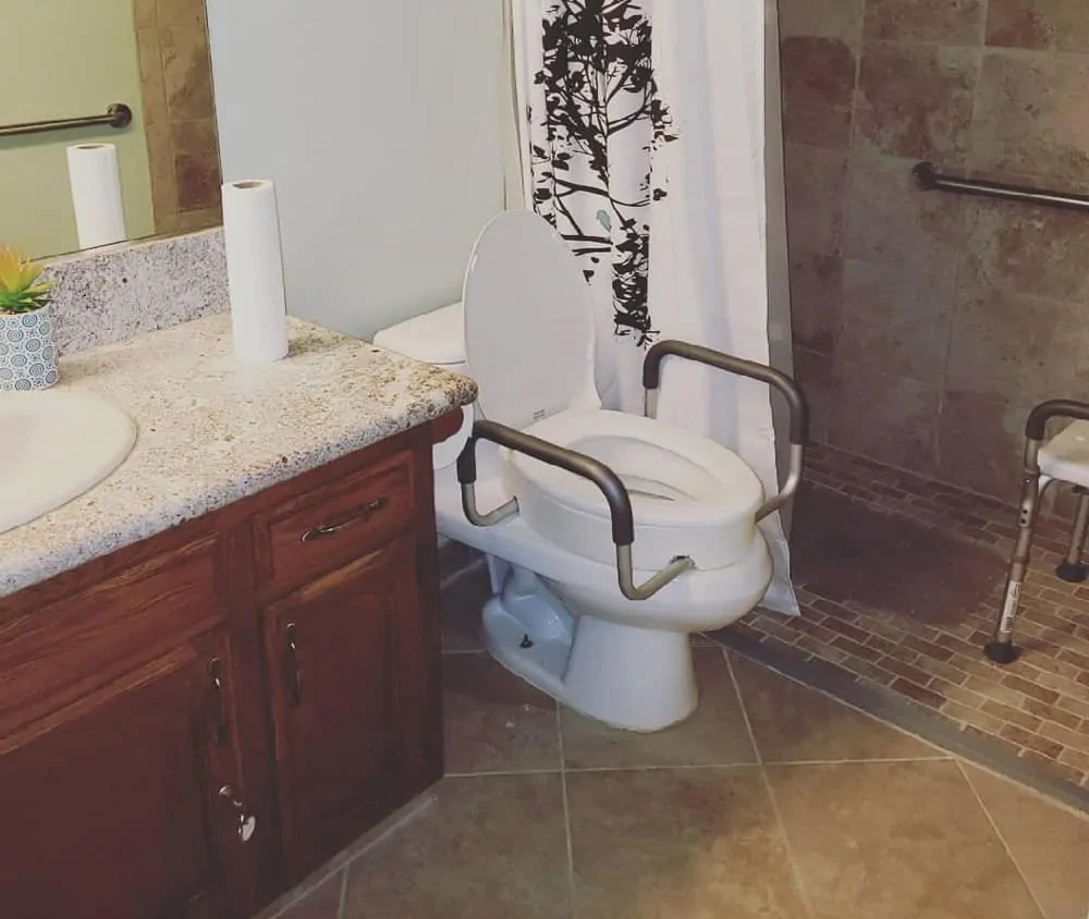 An elevated toilet seat