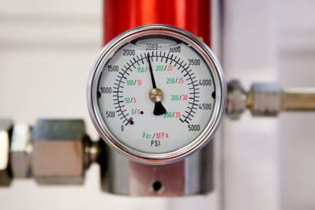 An air compressor pressure gauge