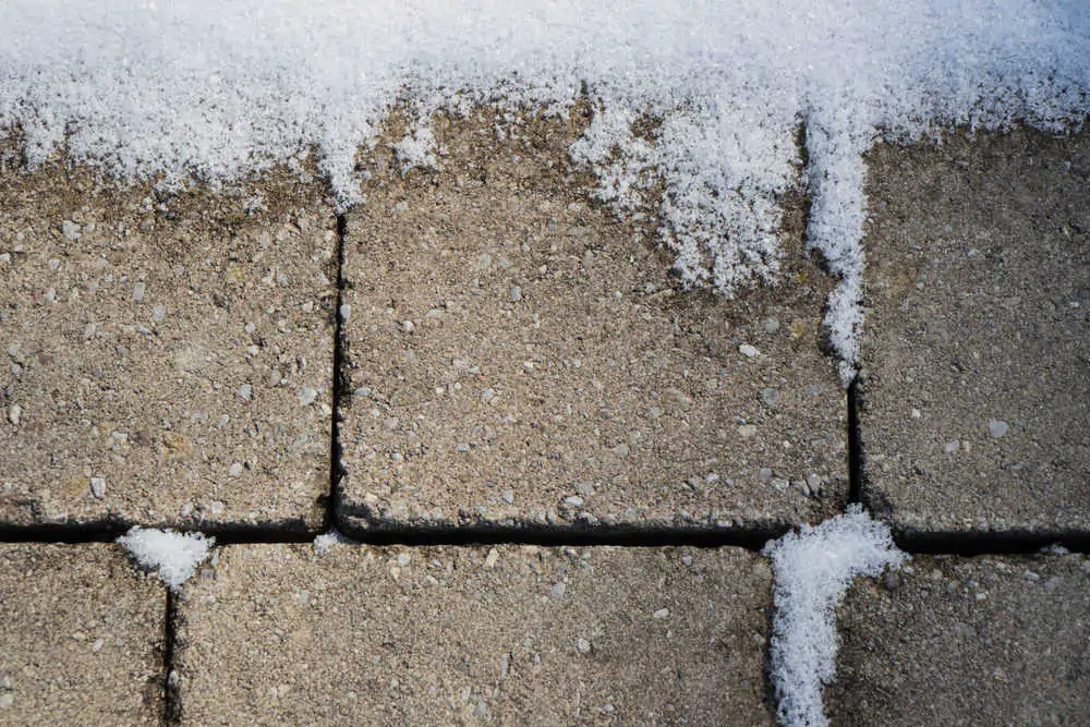 Melting snow on gravel