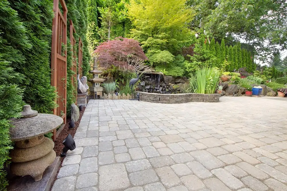 Asian inspired paver patio garden