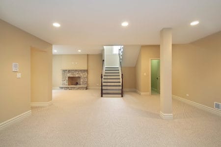 Basement with painted floor