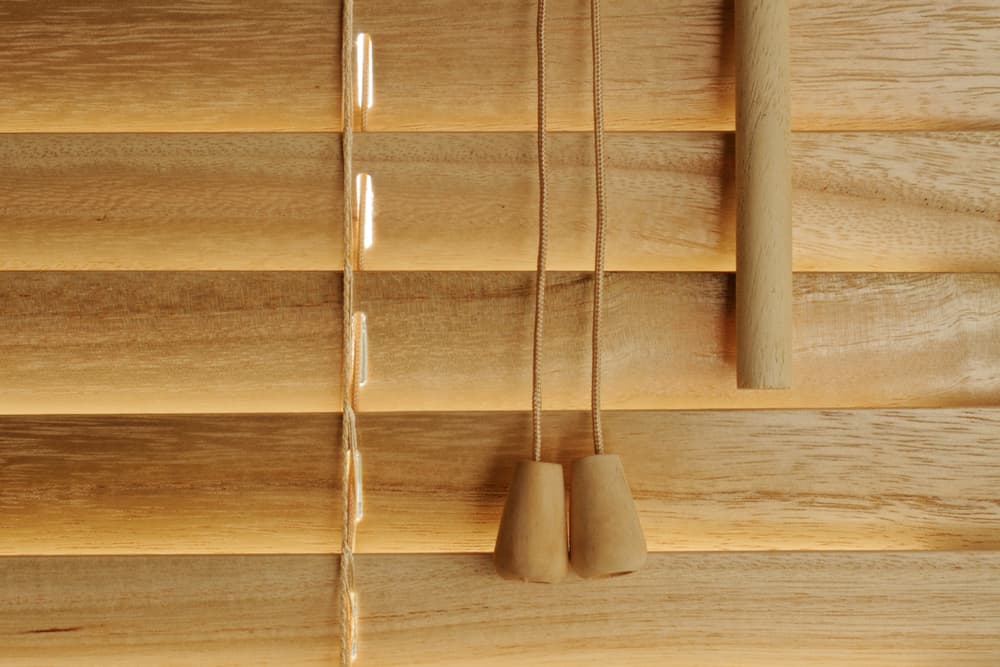 Close-up to wooden blind details , empty rows on left