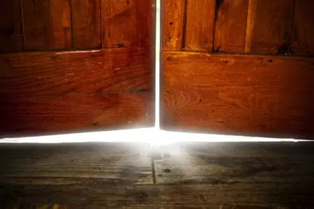 White light under old door