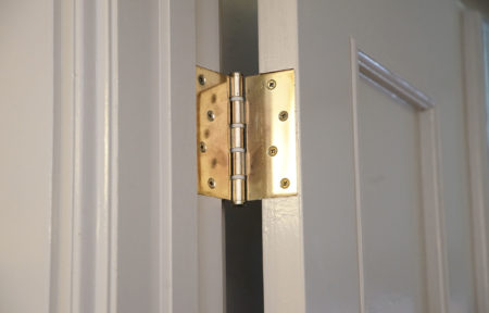 Closeup of door hinges