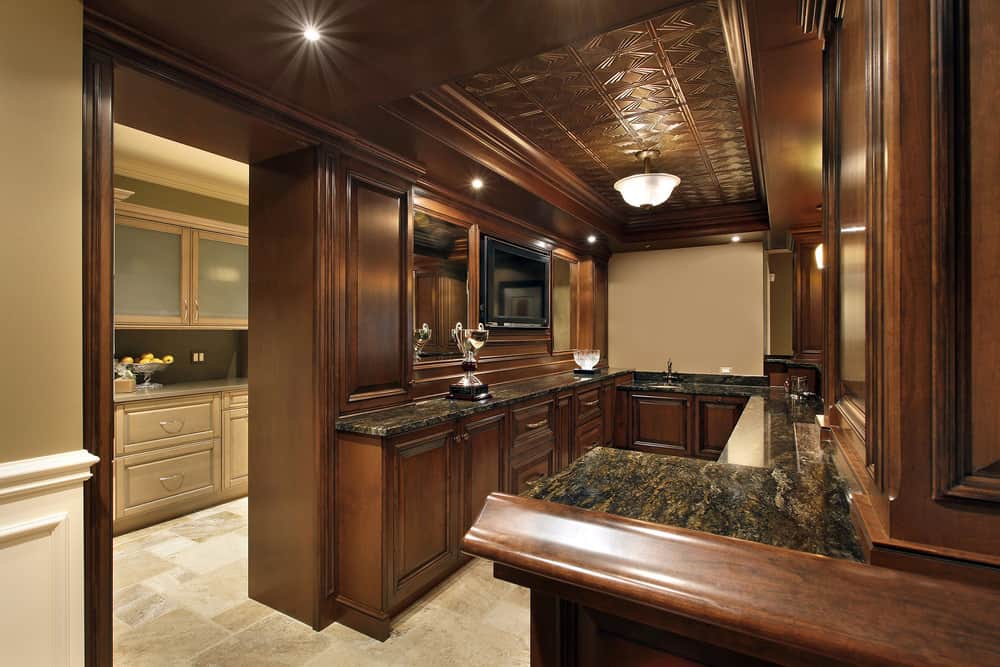 Bar in basement of luxury home