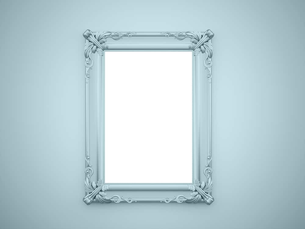 Mirror frame vintage rendered on blue