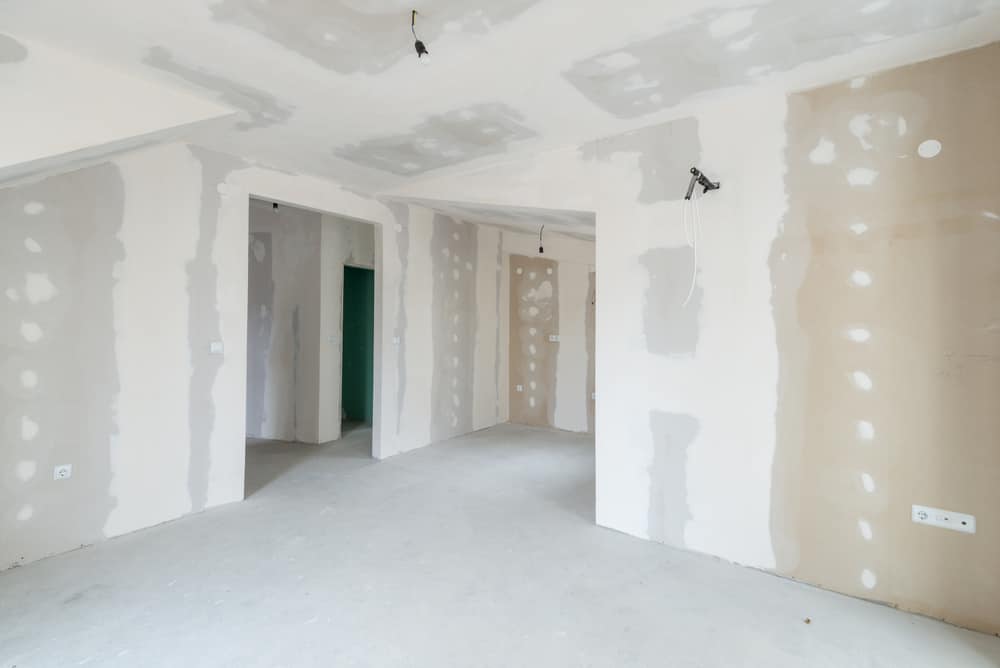 Unfinished building interior, white room
