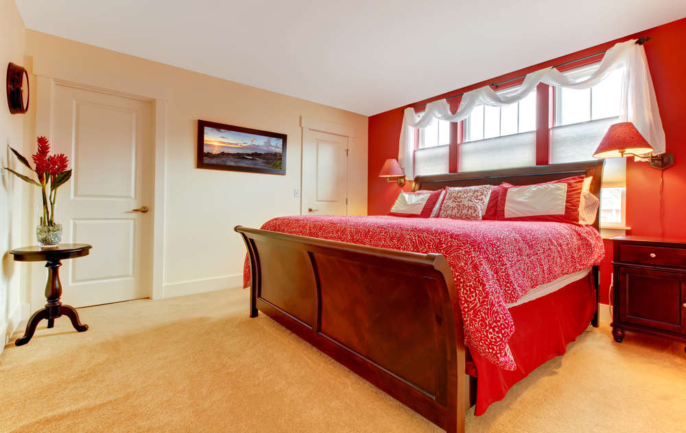 Cozy romantic red bedroom.
