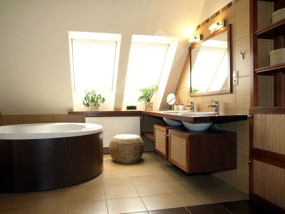 Interior of luxurious batroom in the attic