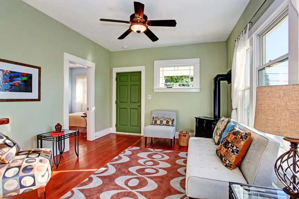 Old fashion living room with antique stove.