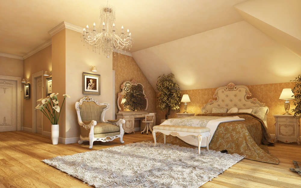 classic bedroom creamy yellow color