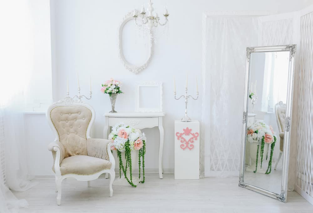 Beautiful luxury room decorated in shabby chic style