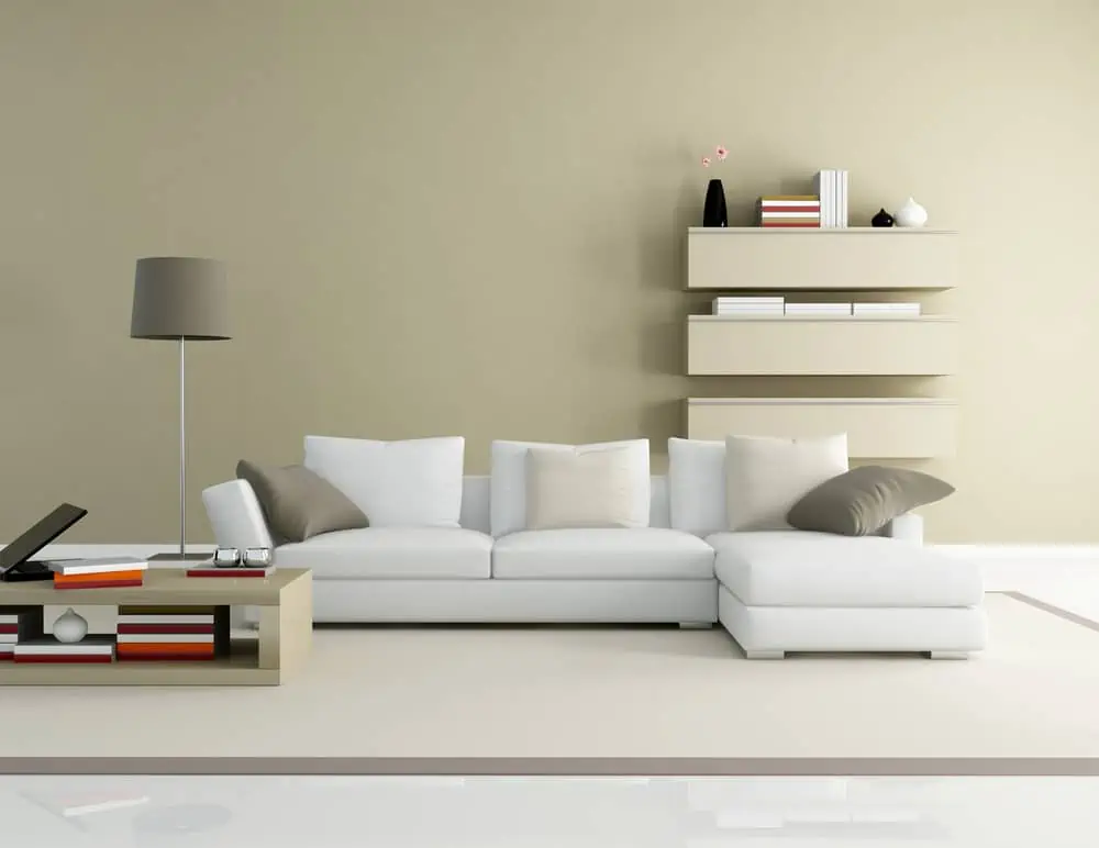 brown and beige modern living room - rendering