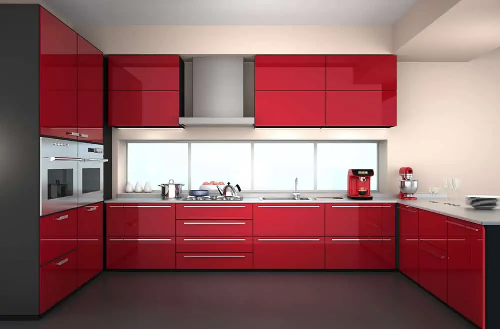 modern crimson kitchen cabinets