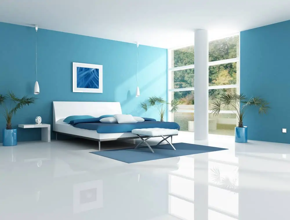 contemporary blue bedroom