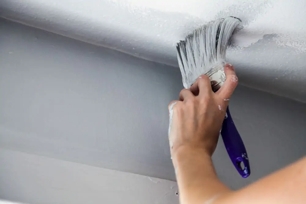 Painting the Edges of the Ceiling with Paintbrush