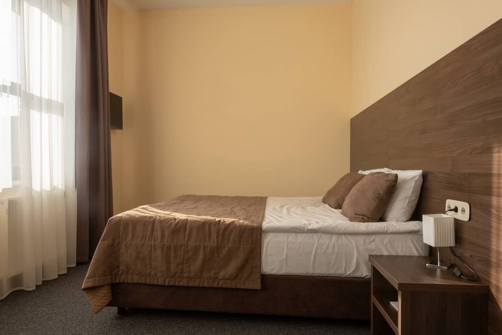 simple beige and brown bedroom
