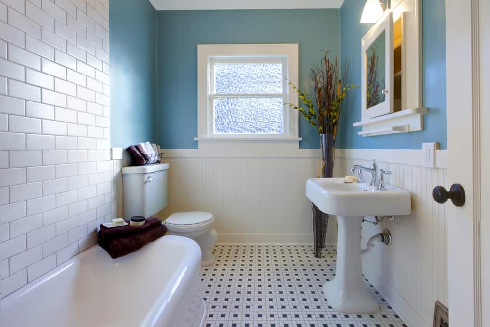 Antique luxury design of blue bathroom