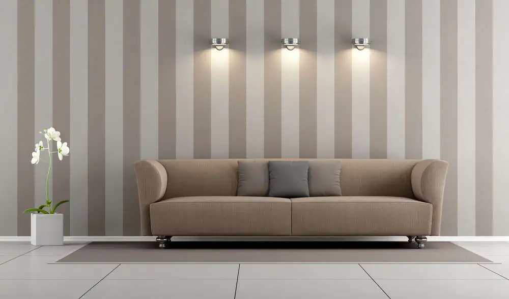 Elegant living room with brown sofa - 3d rendering