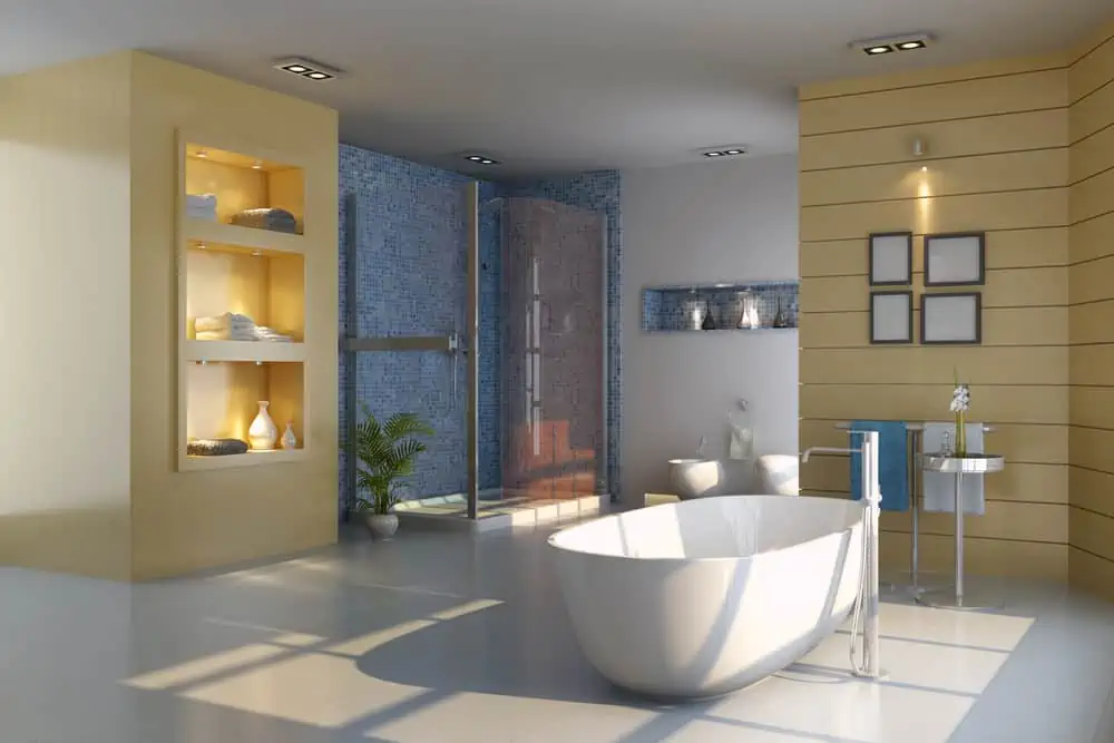 3d render interior of modern bathroom