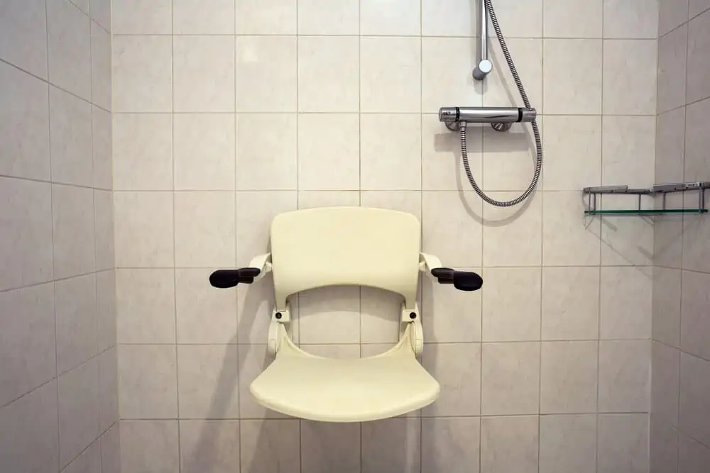Shower seat wall mounted for disabled person or elderly, shower for handicapped or senior home