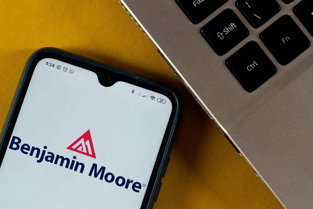 Benjamin moore logo on phone screen
