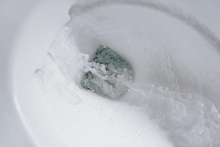Flushing white ceramic toilet