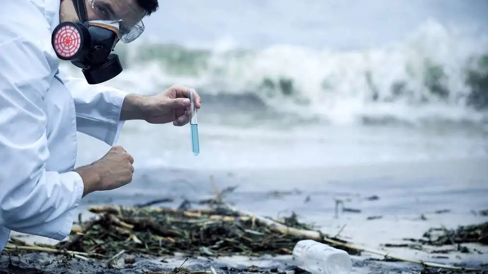 Toxicologist checking polluted water