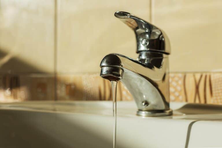 Stream flows from poorly closed faucet