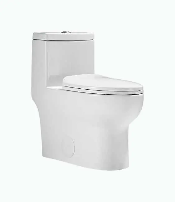 Product Image of the DeerValley DV-1F026 Ally Dual Flush Elongated Standard One Piece Toilet with Comfortable Seat Height, Soft Close Seat Cover, High-Efficiency Supply, and White Finish Toilet Bowl (White Toilet)