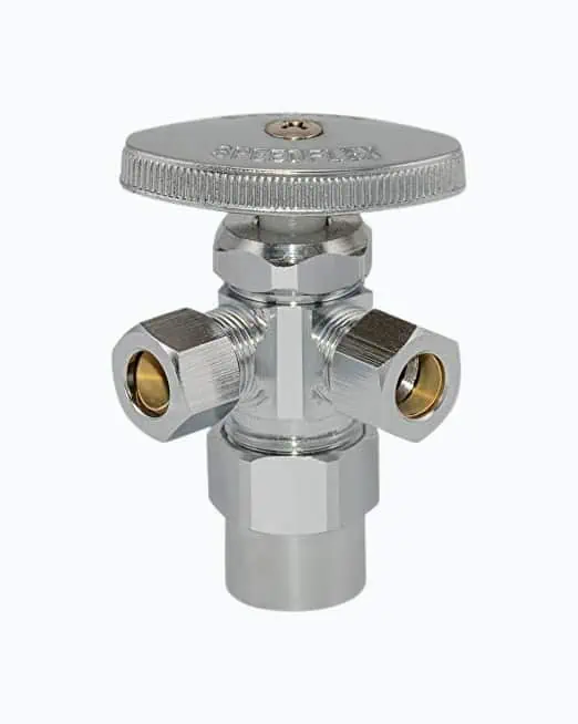 Product Image of the Eastman 04349LF Multi-Turn Dual Outlet Shut-Off Valve, 1/2 inch CPVC x 3/8 inch Comp, Chrome