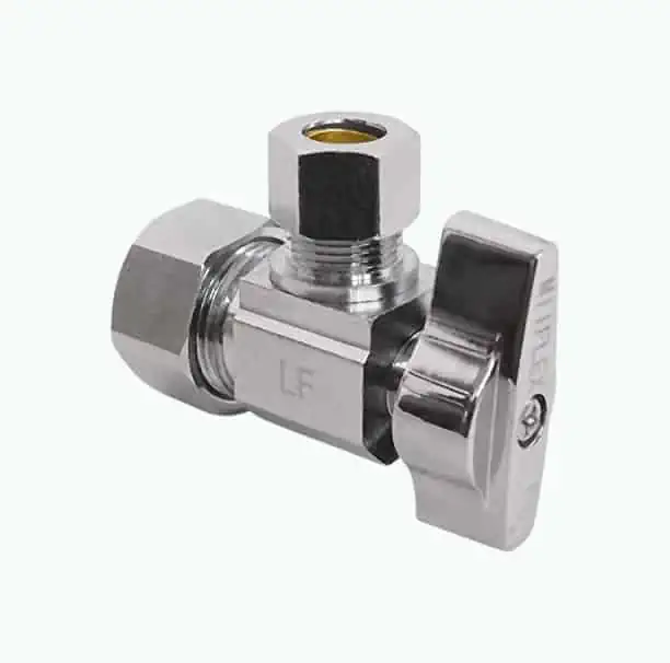 Product Image of the Heavy Duty Chrome Plated Brass 1/4 Turn Angle Valve (1/2' NOM In x 3/8' COMP Out)