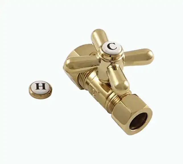 Product Image of the Kingston Brass CC44452X Vintage 5/8-Inch IPS X 1/2-Inch OD Comp Quarter-Turn Straight Stop Valve, 2-1/8-Inch, Polished Brass