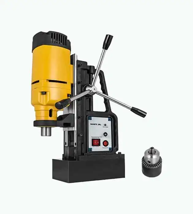 Product Image of the Mophorn 1200W Magnetic Drill Press with 9/10 Inch (23mm) Boring Diameter Magnetic Drill Press Machine 2920 Lbs Magnetic Force Magnetic Drilling System 500RPM Portable Electric Magnetic Drill Press