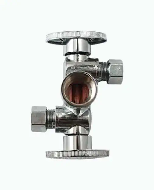 Product Image of the Quarter Turn 3 Way Valve 1/2-Inch FIP by 3/8-Inch OD by 3/8-Inch OD Dual Handle, Lead-Free