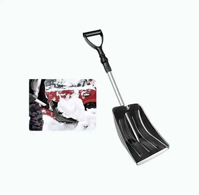 Product Image of the Snow Shovel, Portable Shovel Detachable Plastic Emergency Snow Shovel with Adjustable Handle and Stainless Steel Pole for Car Truck Driveway Camping and Outdoor