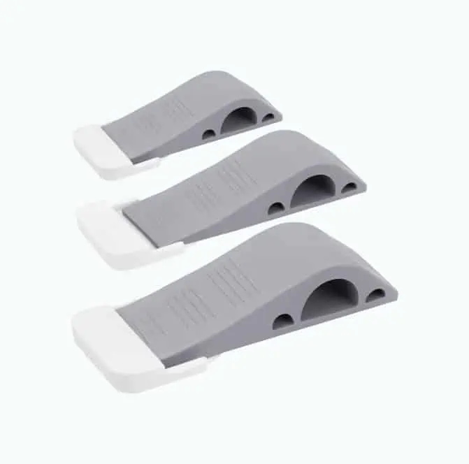 Product Image of the Wundermax Door Stoppers - Pack of 3 Rubber Door Wedge for Carpet, Hardwood, Concrete and Tile - Home Improvement Accessories - Gray