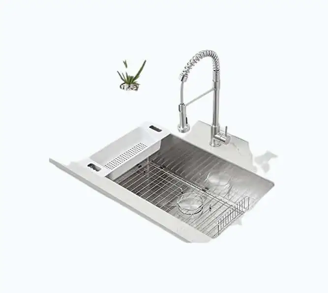 Product Image of the Zuhne Modena 32-Inch Single Bowl Undermount Stainless Steel Kitchen Sink